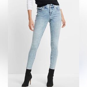 EXPRESS Blue Stone Washed Ripped Skinny Jeans NWOT